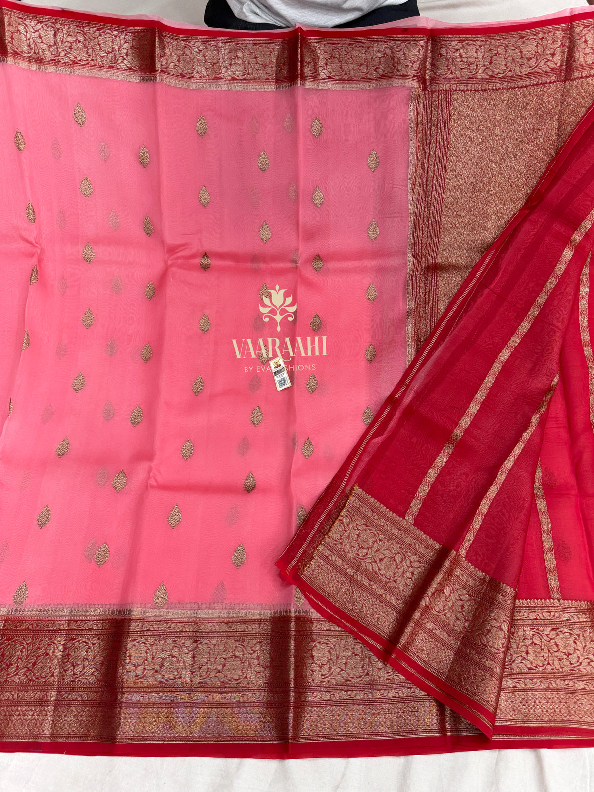 Handloom Kora Silk Sarees with Elegant Gold Zari Butti & Rich Zari Border Certified