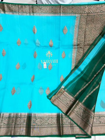 Handloom Kora Silk Sarees with Elegant Gold Zari Butti & Rich Zari Border Certified