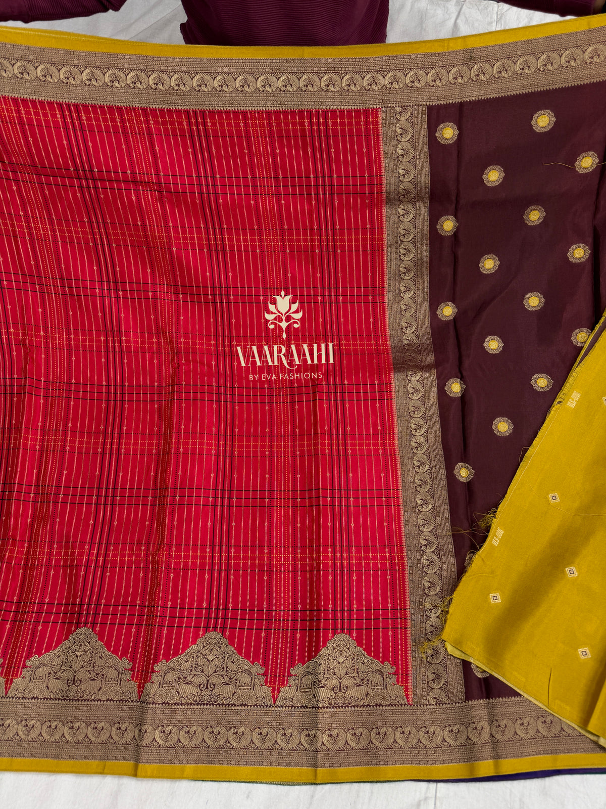 Exclusive Kanchi Dola Silk Sarees with Rich Zari Border & Matching Blouse