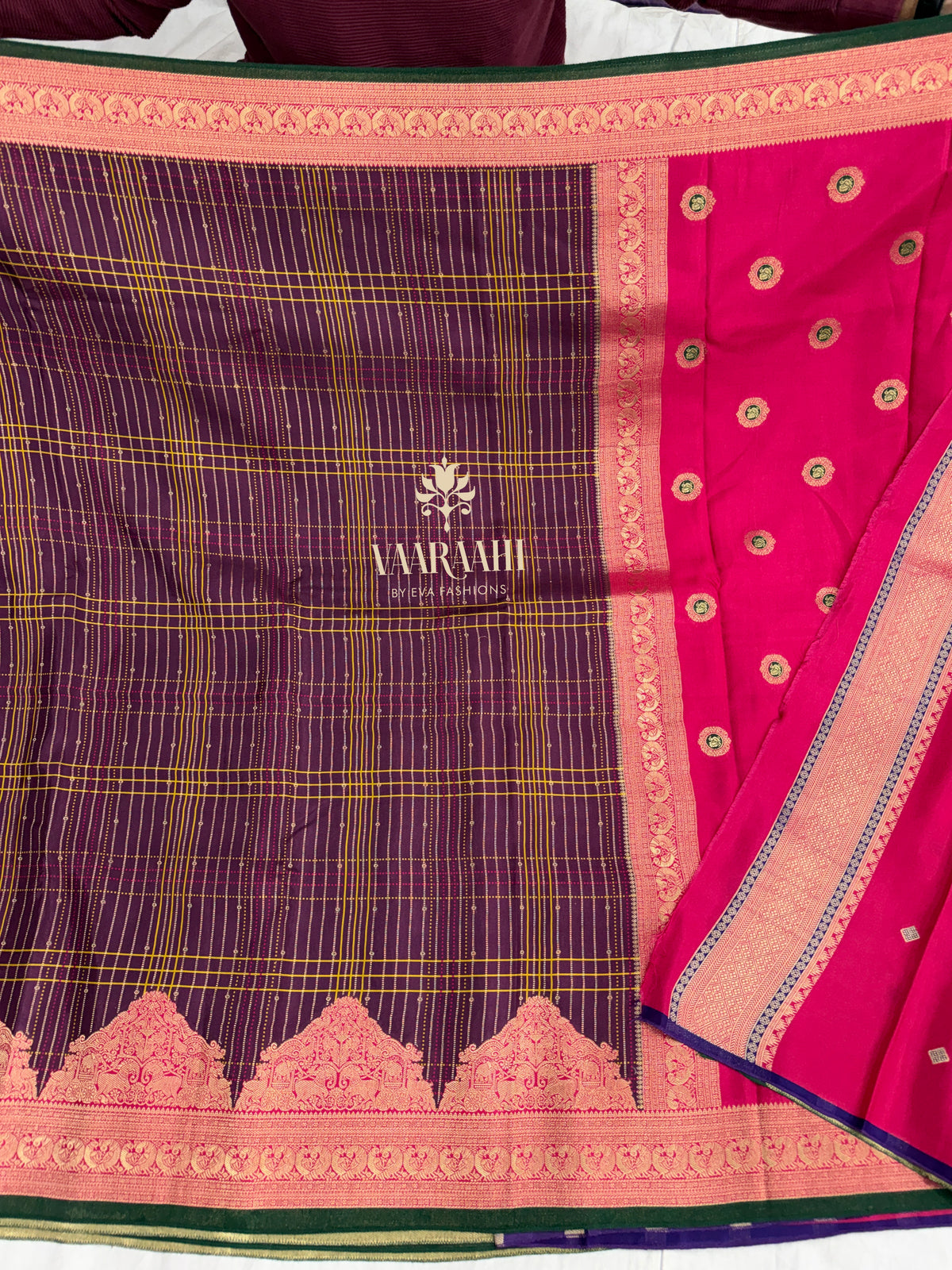Exclusive Kanchi Dola Silk Sarees with Rich Zari Border & Matching Blouse