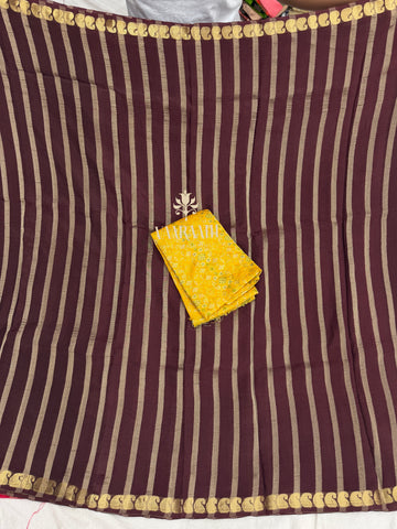 Korean Georgette Sarees with Elegant Zari Stripes & Designer Pallu | Lightweight Party Wear Sarees