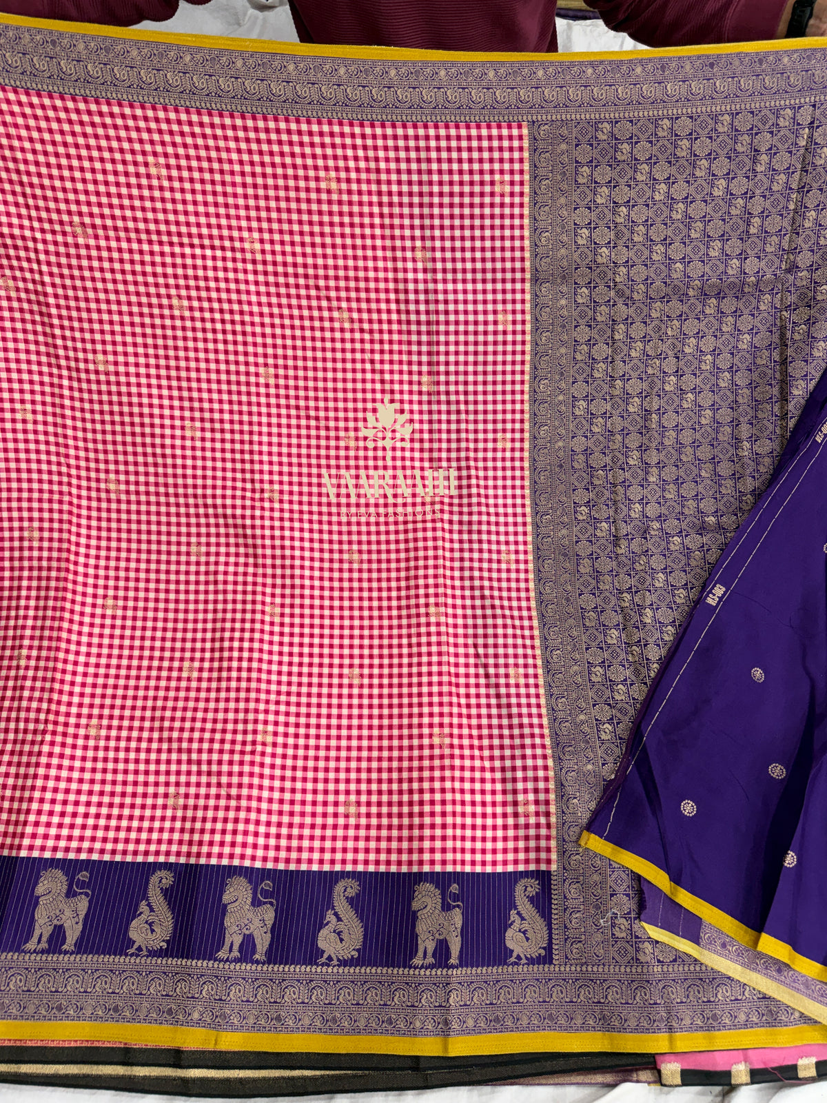Kanchi Dola Silk Sarees with Madras checks Online | Traditional Zari Border Sarees