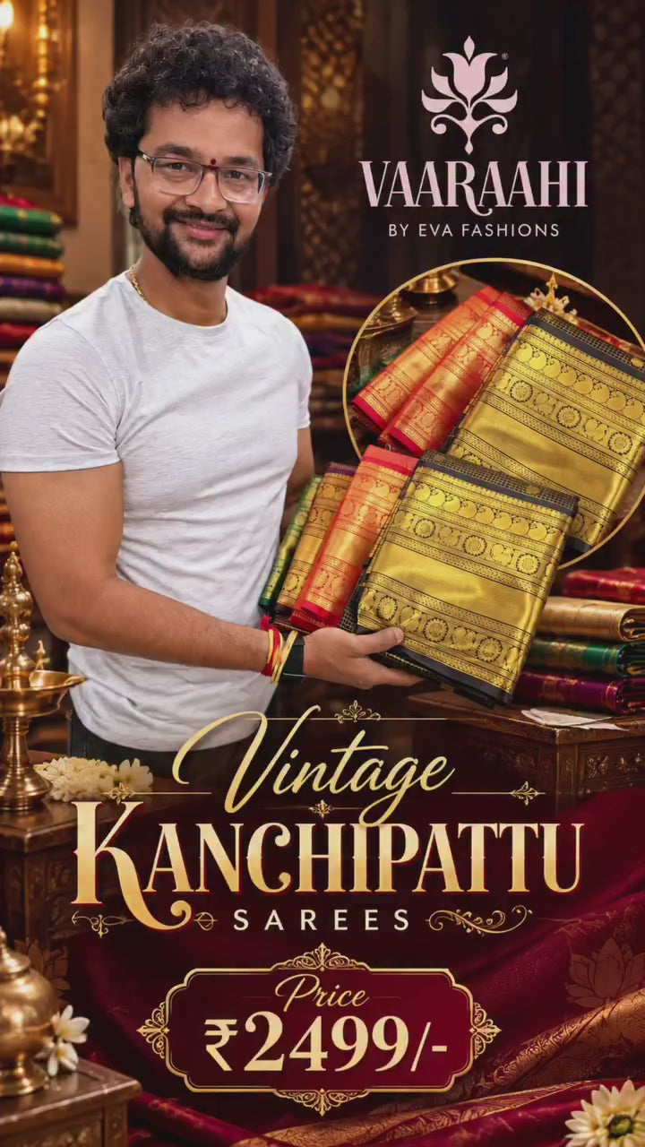 Vintage Kchipattu Style Sarees with Rich Zari Border