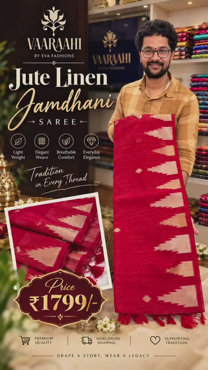 Jute Lenin Jamdhani Sarees
