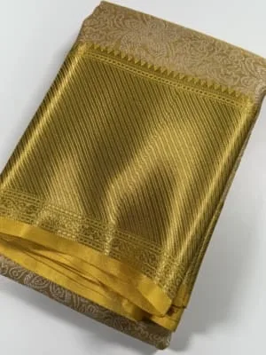 Golden Brocade Silk Saree with Rich Pallu and Borders
